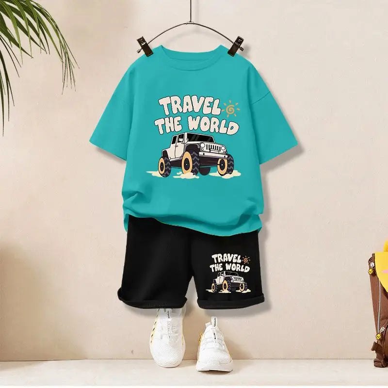 Boy Clothes Letter Printed T-Shirts And Shorts