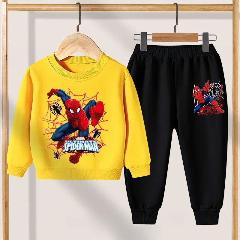 New Crewneck Spiderman Print Pullovers Pants