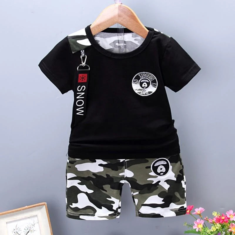 Camo Short Sleeve Set T-shirt+ Shorts