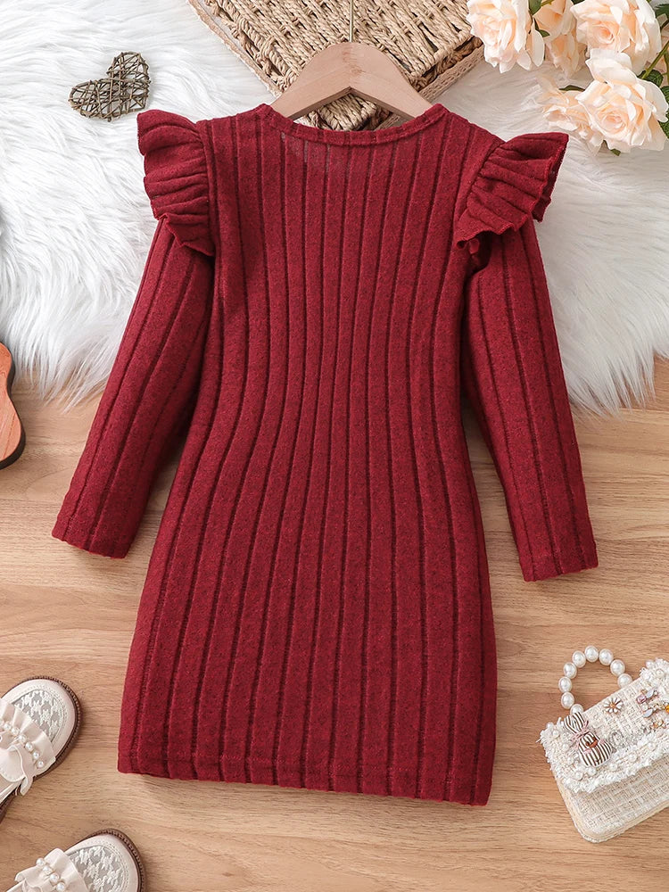 Thin Bow Decorated Flying Sleeve Long Sleeve Pit Dress