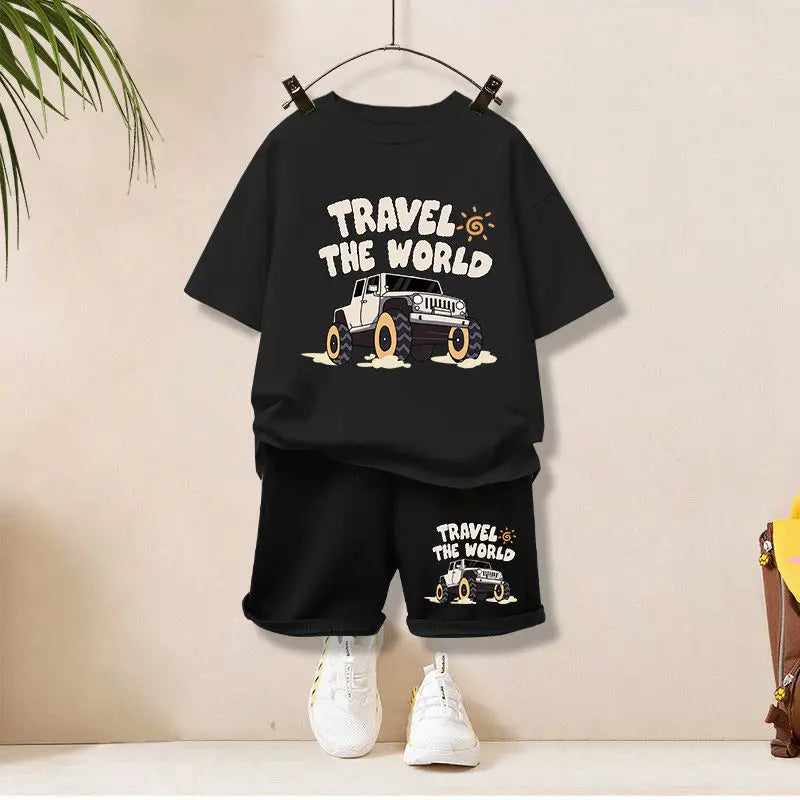 Boy Clothes Letter Printed T-Shirts And Shorts