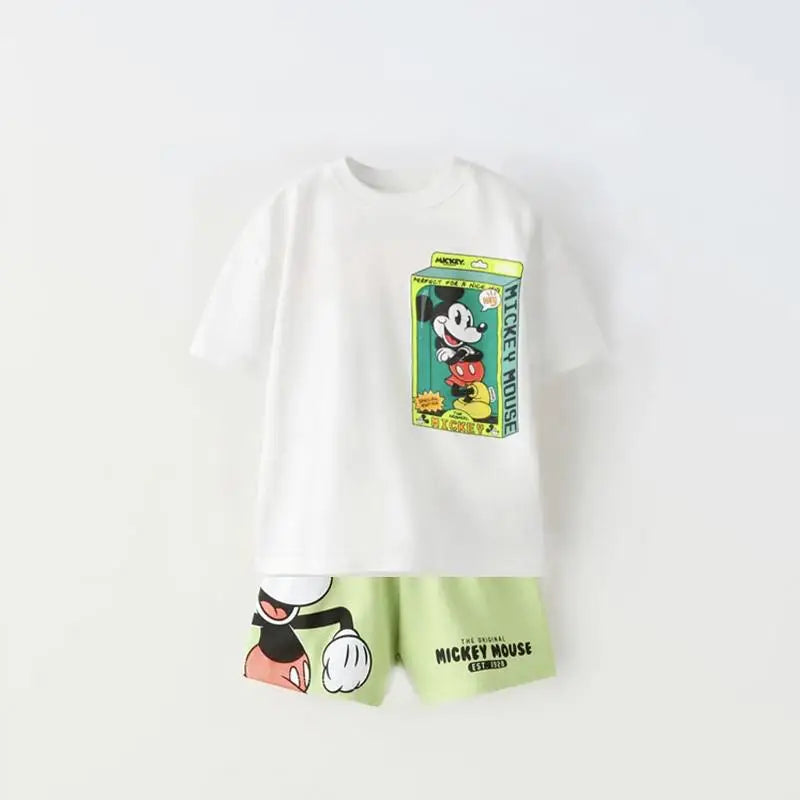 Cartoon Print TShirt +Shorts 2 Piece Set