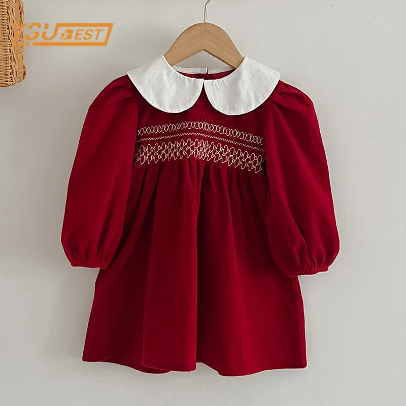 Long Sleeve Sweet Solid Color Princess Dress