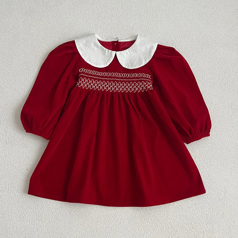 Long Sleeve Sweet Solid Color Princess Dress