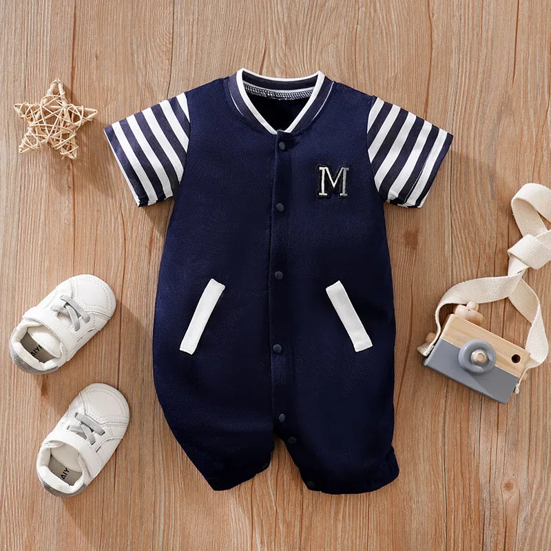 Baby Jumpsuit Casual Letter Embroidery